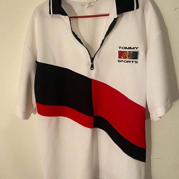 “Tommy Sports” Vintage Bootleg 1/4 Zip Polo L - Picture 5 of 13